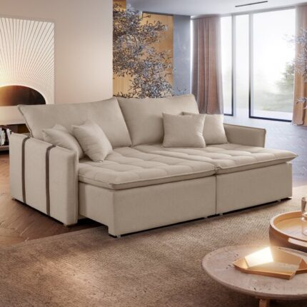 Sofá Cama 200cm Detroid Yescasa Linho Cru